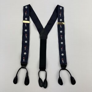 Pebble Beach Golf Suspenders Golfer Print Made England Leather Ends